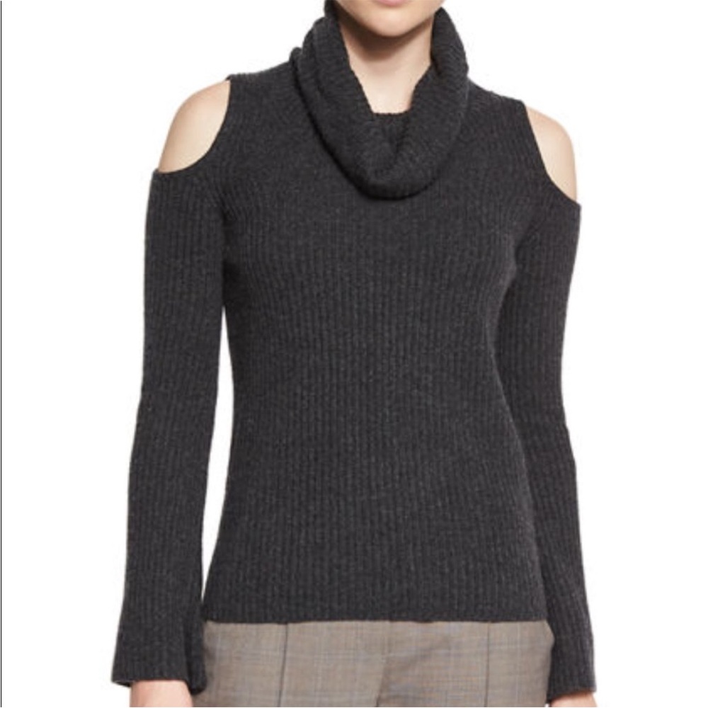 Elle Tahari Cashmere Cold Shoulder Turtle Neck Sweater